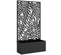 Outsunny Jardinera con privacidad y enrejado motivos de hojas tropicales 61 x 23 x 113 cm Negro Aosom España