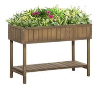 Outsunny Jardinera Cuadrada con estantes Dim. 110L x 46W x 76H cm 8 Compartimentos e Insertos de riego Madera de Abeto