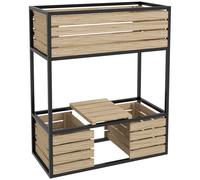 Outsunny Jardinera de dos niveles, resistente a la intemperie, 3 maceteros, 83x39x100 cm, Natural + Negro Aosom España