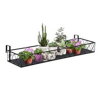 Outsunny Jardinera de Exterior con Ganchos para Barandilla, Soporte de Metal para Jardineras de Balcón y Terraza, Capacidad hasta 20kg, 100x31x12cm, Negro
