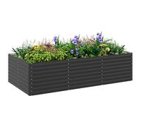 Outsunny Jardinera de Exterior, Jardinera elevada galvanizada, huerto Rectangular con Borde de Seguridad y Base Abierta, para Flores, Hierbas y Verduras, 240 x 120 x 60 cm, Gris