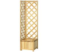 Outsunny Jardinera de Madera con Enrejado Macetero Exterior para Esquina para Plantas Trepadoras 40x40x145 cm Natural Aosom España
