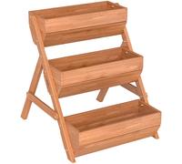 Outsunny Jardinera de Madera de 3 Niveles Jardinera Elevada Exterior con Orificios de Drenaje 65x75x76 cm Marrón