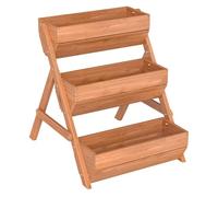 Outsunny Jardinera de Madera de 3 Niveles, Jardinera Elevada Exterior con Orificios de Drenaje, Macetero para Cultivos de Plantas, Flores, para Terraza, Jardín, 65x75x76 cm, Marrón