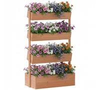 Outsunny Jardinera de Madera de 4 Niveles Elevada 85x45x140 cm Marrón