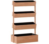 Outsunny Jardinera de Madera de 4 Niveles Jardinera Elevada Exterior con Orificios de Drenaje Tela no Tejida Marrón Aosom España