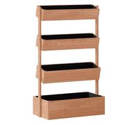 Outsunny Jardinera de Madera de 4 Niveles, Jardinera Exterior Elevada con Orificios de Drenaje y Tela no Tejida, Macetero para Cultivos, Plantas, Flores, para Terraza, Jardín, 85x45x140 cm, Marrón