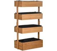 Outsunny Jardinera de Madera de 4 Niveles Jardinera Vertical con Orificios de Drenaje 80x45x142 cm para Exterior Naranja Aosom España