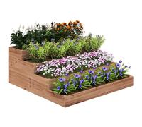 Outsunny Jardinera de Madera Elevada 4 Niveles 113x113x46 cm Café Oscuro
