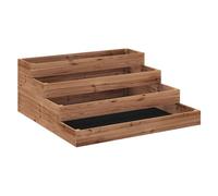 Outsunny Jardinera de Madera Elevada de 4 Niveles Jardinera Exterior Grande con Diseño de Escalera Huerto Urbano para Cultivos Plantas Flores para Patio Terraza Balcón 113x113x46 cm Café Oscuro
