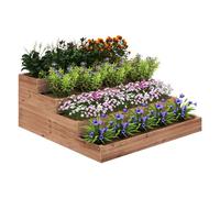 Outsunny Jardinera de Madera Elevada de 4 Niveles Jardinera Exterior Grande con Diseño de Escalera Huerto Urbano para Cultivos Plantas Flores para Patio Terraza Balcón 113x113x46 cm Café Oscuro