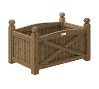 Outsunny Jardinera de Madera Elevada Huerto Urbano Madera para Cultivar Plantas Flores Hierba Jardinera Rectangular para Jardín Balcón Terraza 60x39x37 cm Café Oscuro