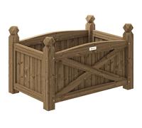 Outsunny Jardinera de Madera Elevada para Cultivar Plantas Flores Hierba para Jardín Balcón Terraza 60x39x37 cm Café Oscuro