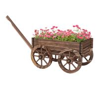 Outsunny Jardinera de Madera en Forma de Carrito 120x41x54 cm Carbonizado Charred