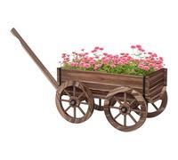 Outsunny Jardinera de Madera Exterior Carrito 120x41x54 cm Carbonizado