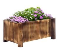 Outsunny Jardinera de Madera Macetero con 4 Patas 70x35x30 cm Natural
