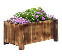 Outsunny Jardinera de Madera Macetero con 4 Patas 70x35x30 cm Natural | Arriate de Jardín, Rectangular, Huerto Urbano, para Cultivos Verduras Flores, Patio Balcón Terraza
