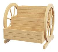 Outsunny Jardinera de Madera Macetero Exterior de 3 Niveles Diseño de Escalera Orificios de Drenaje 61x62x57 cm Natural