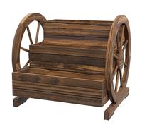 Outsunny Jardinera de Madera Macetero Exterior de 3 Niveles Diseño de Escalera Orificios de Drenaje 61x62x57 cm Carbonizado