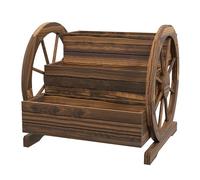 Outsunny Jardinera de Madera Macetero Exterior de 3 Niveles Diseño de Escalera y Forma de Ruedas Orificios de Drenaje Huerto Urbano Cultivos Plantas Flores en Terraza Jardín 61x62x57 cm Carbonizado