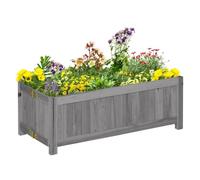 Outsunny jardinera de madera plegable jardinera elevada para cultivos verduras flores en exterior patio balcón terraza 70x30x25 cm gris
