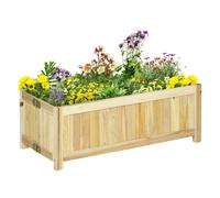 Outsunny jardinera de madera plegable jardinera elevada para cultivos verduras flores en exterior patio balcón terraza 70x30x25 cm natural