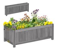 Outsunny Jardinera de Madera Plegable para Cultivos 70x30x25 cm Gris | Jardinera Elevada, Verduras, Flores, Macetero Plegable, Exterior, Patio, Balcón, Terraza