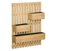 Outsunny Jardinera de Pared con Enrejado Jardinera Vertical de Madera con 3 Macetas Móviles y Orificio de Drenaje para Jardín Terraza Patio 60x16x80