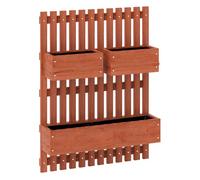 Outsunny Jardinera de Pared con Enrejado, Jardinera Exterior Grande de Madera con 3 Macetas Móviles y Orificio de Drenaje, para Exterior, Jardín, Terraza, Patio, 60x16x80 cm, Marrón