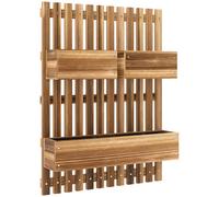 Outsunny Jardinera de Pared de Madera con Enrejado y 3 Macetas Móviles para Jardín Terraza Patio 60x16x80 cm Carbonizado