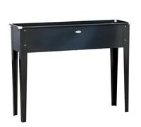 Outsunny Jardinera de pie cuadrada huerto con agujero de drenaje acero galvanizado 100x30x80 cm Negro Aosom España