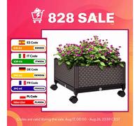 Outsunny Jardinera de Plástico con Ruedas para Cultivo de Plantas 50x50x33 cm Brown