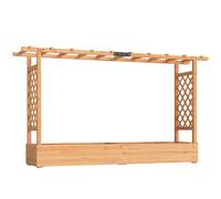 Outsunny Jardinera elevada con celosía lateral y superior, macetero orificios de drenaje, 200x44x113,5cm, madera natural Aosom España