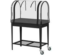 Outsunny Jardinera elevada con cubierta transparente, 2 ruedas y 1 estante inferior, 80x40x120 cm Aosom España