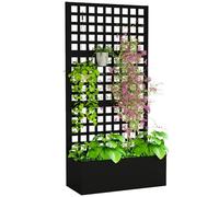 Outsunny Jardinera Elevada con Enrejado de Acero Galvanizado, Pantalla de Privacidad para Exterior, para Plantas Trepadoras, Balcón Terraza Patio, 89x40x178cm, Negro