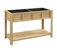 Outsunny Jardinera elevada con separador removible, estante, insertos de riego, fieltro de drenaje 115x46x75 cm Aosom España