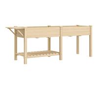 Outsunny Jardinera elevada cuadrada, huerto de jardín elevado, 2 compartimentos, estante plegable, estantería inferior, 207 x 59 x 78 cm, madera natural