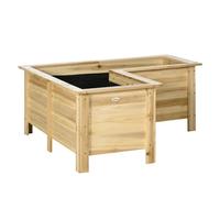 Outsunny Jardinera Elevada de Madera en Forma de L 120x120x50 cm Natural