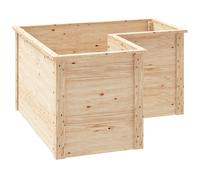 Outsunny Jardinera en forma de L, cama elevada de jardín, macetero con fondo abierto, en madera 120 x 120 x 62 cm, madera natural