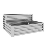 Outsunny Jardinera Exterior de Acero Galvanizado con Diseño de Escalera Base Abierta para Cultivos Plantas 120x101x58 cm Plata