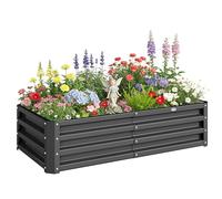 Outsunny Jardinera Exterior Grande Acero Galvanizado 120x60x30,5 cm Gris