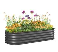 Outsunny Jardinera Exterior Grande de Acero Galvanizado, Huerto Urbano para Cultivar Plantas, Macetero Exterior con Bordes de Seguridad, Fácil Montaje, Resistente a la Intemperie, 150x62x30 cm, Gris