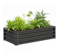 Outsunny Jardinera Exterior Grande de Acero Galvanizado, Huerto Urbano Elevado para Cultivar Plantas, Flores, Hierba, Macetero Exterior Rectangular con Fondo Abierto, 120x60x30,5 cm, Gris