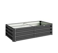 Outsunny Jardinera Exterior Grande de Acero Galvanizado, Huerto Urbano Elevado para Cultivar Plantas, Flores, Hierba, Macetero Exterior Rectangular con Fondo Abierto, 120x60x30,5 cm, Gris