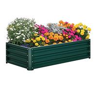 Outsunny Jardinera Exterior Grande de Acero Galvanizado, Huerto Urbano Elevado para Cultivar Plantas, Flores, Hierba, Macetero Exterior Rectangular con Fondo Abierto, 120x60x30,5 cm, Verde