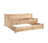 Outsunny jardinera exterior grande de madera arriate de jardín de 3 niveles con diseño de escalera huerto urbano para cultivos plantas flores para patio terraza balcón 120x120x56 cm natural