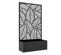 Outsunny jardinera exterior grande de metal jardinera con pantalla de privacidad de hojas decorativas jardinera de pared o independiente para patio terraza 61x23x113 cm negro