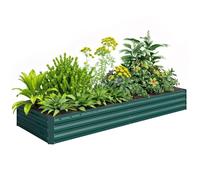 Outsunny Jardinera Exterior Grande Rectangular de Acero Galvanizado, Huerto Urbano para Cultivar Plantas, Macetero Grande Exterior con Base Abierta, Resistente a la Intemperie, 241x90,5x30 cm, Verde