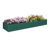 Outsunny Jardinera Exterior Grande Rectangular de Acero Galvanizado, Huerto Urbano para Cultivar Plantas Hierba, Macetero Grande Exterior con Base Abierta Resistente a la Intemperie 240x60x30 cm Verde