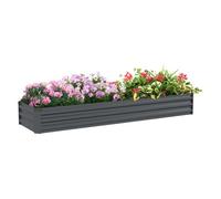 Outsunny Jardinera Exterior Grande Rectangular de Acero Galvanizado, Huerto Urbano para Cultivar Plantas Hierba, Macetero Grande Exterior con Base Abierta Resistente a la Intemperie 240x60x30 cm Gris